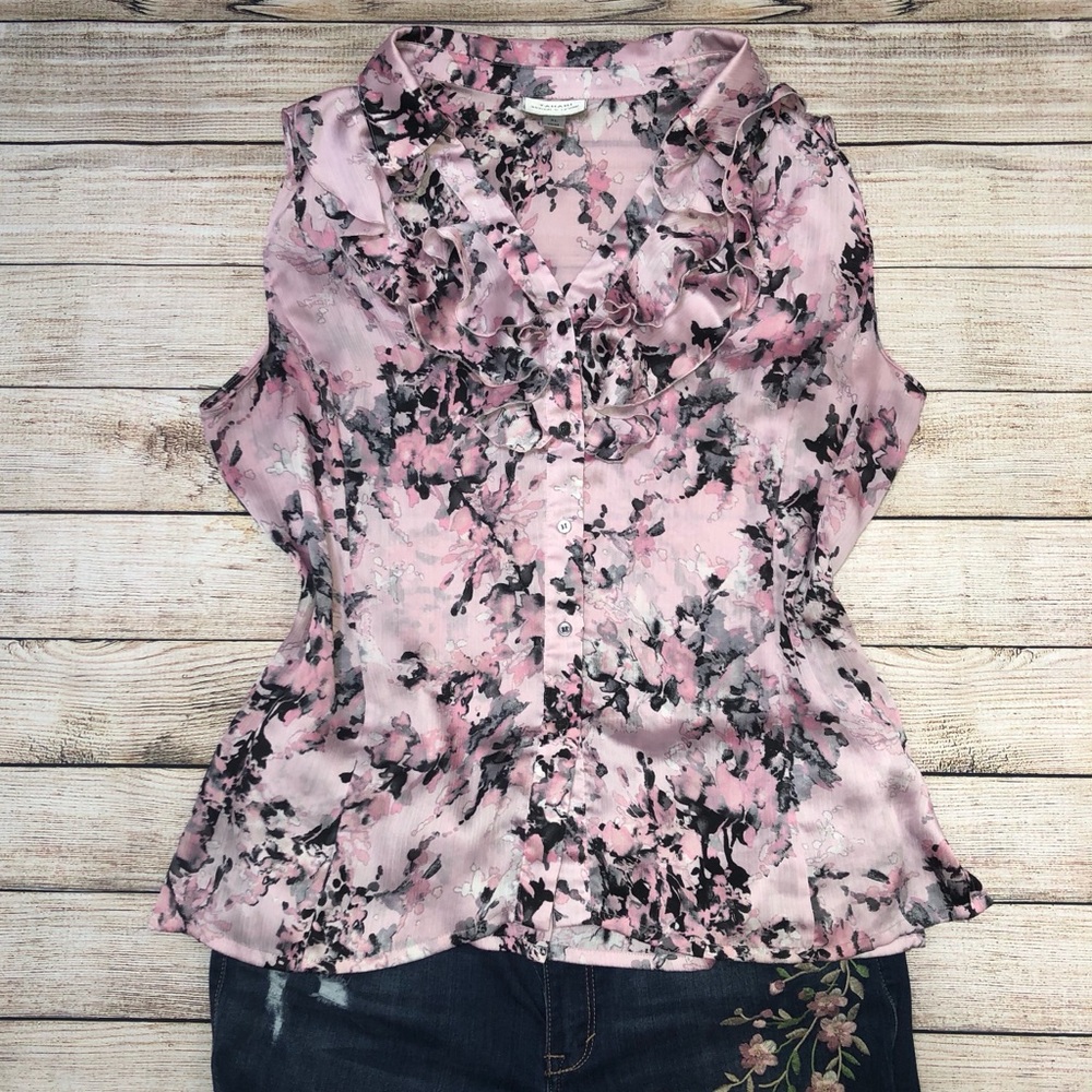 Tahari Pink Ruffle Blouse